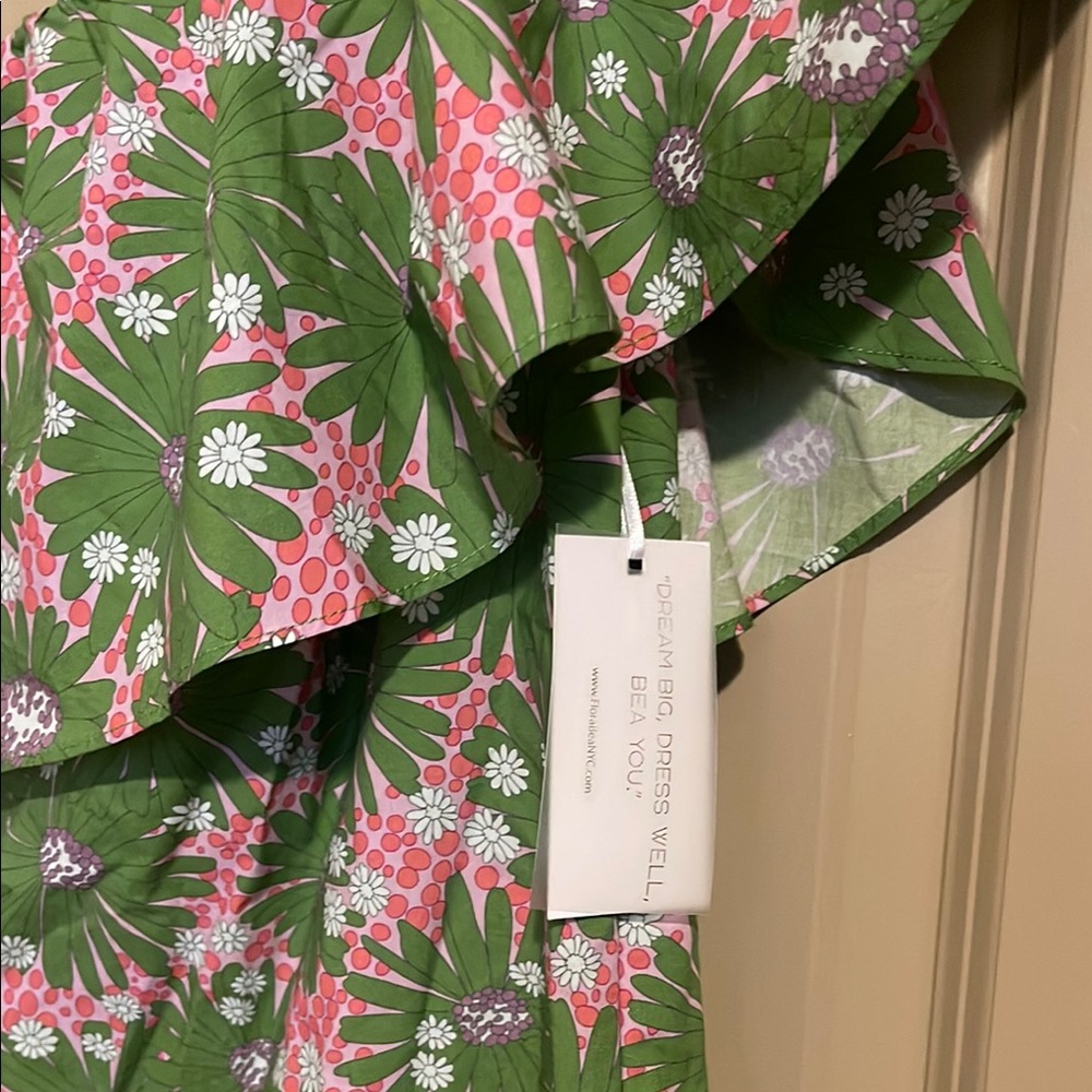 One Shoulder Green Floral Dress - Picture 5 of 5